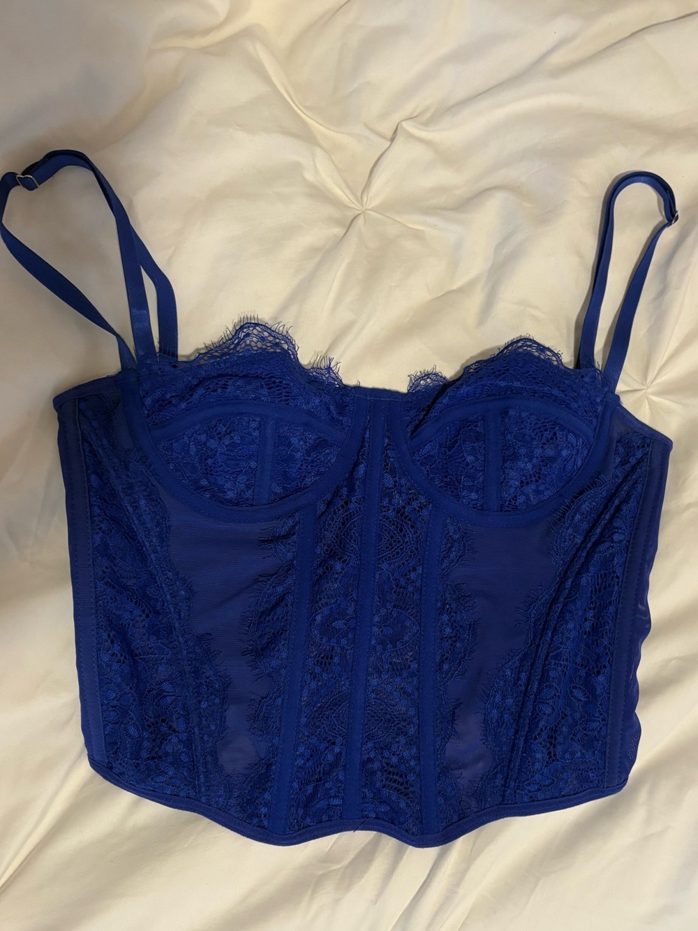 Blue Lace Bustier Corset Top